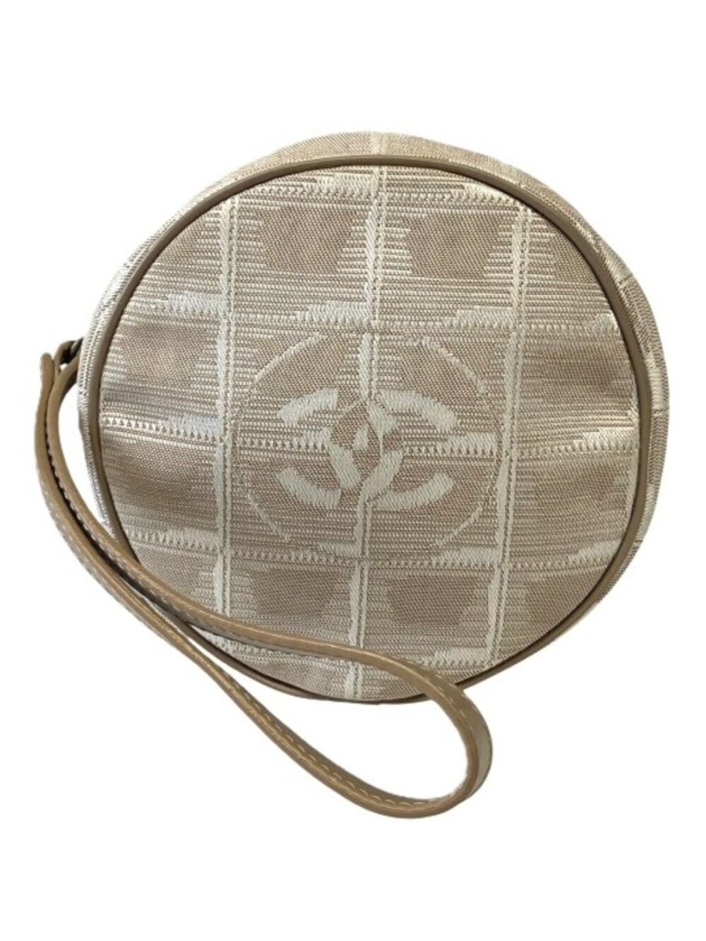 Chanel New Travel Line Round Pouch Canvas Leather